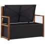 Banco de almacenaje ratán sintético madera acacia negro 115 cm de vidaXL, Bancos de jardín - Ref: Foro24-46010, Precio: 170,6...