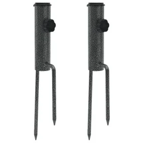 Parasol supports with spikes 2 pcs galvanized steel 9x35 cm by , Parasol accessories - Ref: Foro24-4003381, Price: 15,81 €, D...