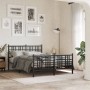 Estructura cama con cabecero y estribo metal negro 137x190 cm de , Camas y somieres - Ref: Foro24-376341, Precio: 109,77 €, D...