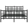 Estructura cama con cabecero y estribo metal negro 137x190 cm de , Camas y somieres - Ref: Foro24-376341, Precio: 109,77 €, D...