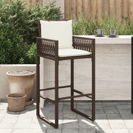 Taburetes de cocina con cojines 2 uds ratán sintético marrón de , Sillas de jardín - Ref: Foro24-368706, Precio: 170,50 €, De...