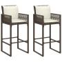 Taburetes de cocina con cojines 2 uds ratán sintético marrón de , Sillas de jardín - Ref: Foro24-368706, Precio: 170,50 €, De...