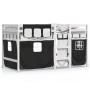 Cama alta niños con cortinas madera pino blanco negro 80x200 cm de , Camas y somieres - Ref: Foro24-3283811, Precio: 176,78 €...