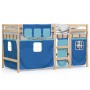 Cama alta para niños con cortinas madera pino azul 90x200 cm de , Camas y somieres - Ref: Foro24-3283818, Precio: 192,98 €, D...