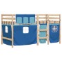 Cama alta para niños con cortinas madera pino azul 90x200 cm de , Camas y somieres - Ref: Foro24-3283818, Precio: 192,98 €, D...
