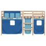 Cama alta para niños con cortinas madera pino azul 90x200 cm de , Camas y somieres - Ref: Foro24-3283818, Precio: 192,98 €, D...