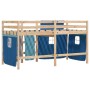 Cama alta para niños con cortinas madera pino azul 90x200 cm de , Camas y somieres - Ref: Foro24-3283818, Precio: 192,98 €, D...
