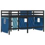 Cama alta para niños con cortinas madera pino azul 90x200 cm de , Camas y somieres - Ref: Foro24-3283824, Precio: 193,16 €, D...