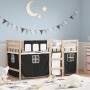 Cama alta niños con cortinas madera pino blanco negro 90x190 cm de , Camas y somieres - Ref: Foro24-3283826, Precio: 169,76 €...