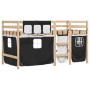 Cama alta niños con cortinas madera pino blanco negro 90x190 cm de , Camas y somieres - Ref: Foro24-3283826, Precio: 169,76 €...