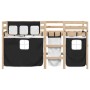Cama alta niños con cortinas madera pino blanco negro 90x190 cm de , Camas y somieres - Ref: Foro24-3283826, Precio: 169,76 €...