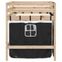 Cama alta niños con cortinas madera pino blanco negro 90x190 cm de , Camas y somieres - Ref: Foro24-3283826, Precio: 169,76 €...