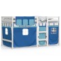 Cama alta para niños con cortinas madera pino azul 90x190 cm de , Camas y somieres - Ref: Foro24-3283830, Precio: 205,58 €, D...