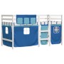 Cama alta para niños con cortinas madera pino azul 90x190 cm de , Camas y somieres - Ref: Foro24-3283830, Precio: 205,58 €, D...