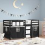 Cama alta niños con cortinas madera pino blanco negro 90x190 cm de , Camas y somieres - Ref: Foro24-3283832, Precio: 199,80 €...