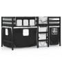 Cama alta niños con cortinas madera pino blanco negro 90x190 cm de , Camas y somieres - Ref: Foro24-3283832, Precio: 199,80 €...
