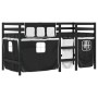 Cama alta niños con cortinas madera pino blanco negro 90x190 cm de , Camas y somieres - Ref: Foro24-3283832, Precio: 199,80 €...