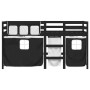 Cama alta niños con cortinas madera pino blanco negro 90x190 cm de , Camas y somieres - Ref: Foro24-3283832, Precio: 199,80 €...