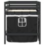 Cama alta niños con cortinas madera pino blanco negro 90x190 cm de , Camas y somieres - Ref: Foro24-3283832, Precio: 199,80 €...