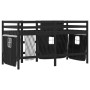 Cama alta niños con cortinas madera pino blanco negro 90x190 cm de , Camas y somieres - Ref: Foro24-3283832, Precio: 199,80 €...
