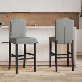 Taburetes altos 2 uds madera maciza de caucho y tela de , Taburetes de cocina - Ref: Foro24-4006207, Precio: 112,94 €, Descue...