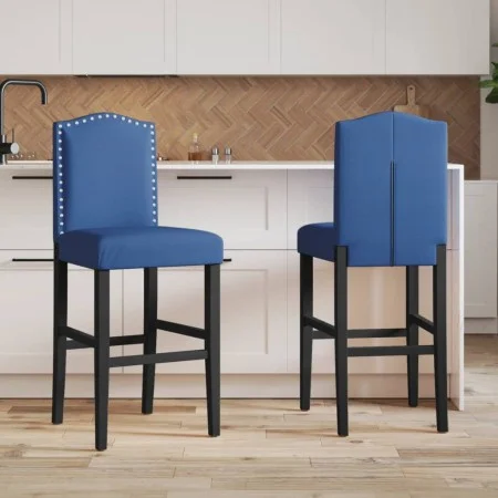 Taburetes altos 2 uds madera maciza de caucho y tela de , Taburetes de cocina - Ref: Foro24-4006211, Precio: 112,14 €, Descue...