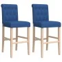 Taburetes altos 2 uds madera maciza de caucho y tela de , Taburetes de cocina - Ref: Foro24-4006218, Precio: 113,59 €, Descue...