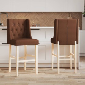 Taburetes altos 2 uds madera maciza de caucho y tela de , Taburetes de cocina - Ref: Foro24-4006224, Precio: 96,67 €, Descuen...