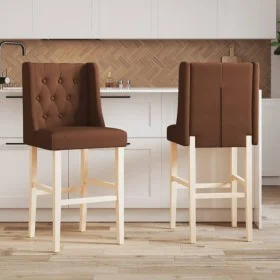 Taburetes altos 2 uds madera maciza de caucho y tela de , Taburetes de cocina - Ref: Foro24-4006224, Precio: 95,65 €, Descuen...