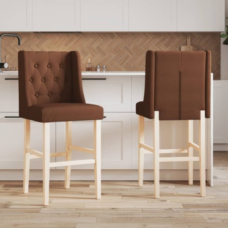 Taburetes altos 2 uds madera maciza de caucho y tela de , Taburetes de cocina - Ref: Foro24-4006224, Precio: 96,67 €, Descuen...