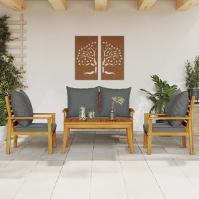 Set de muebles de jardín 4 pzs y cojines madera maciza acacia de , Conjuntos de jardín - Ref: Foro24-3211796, Precio: 416,51 ...