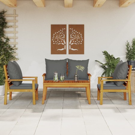 Set de muebles de jardín 4 pzs y cojines madera maciza acacia de , Conjuntos de jardín - Ref: Foro24-3211796, Precio: 416,51 ...