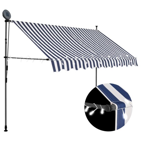 Toldo manual retráctil con LED azul y blanco 250 cm de vidaXL, Toldos - Ref: Foro24-145844, Precio: 92,59 €, Descuento: %