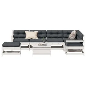 Set muebles jardín con cojines 8 pzas madera maciza pino blanco de , Conjuntos de jardín - Ref: Foro24-3250593, Precio: 721,7...