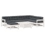 Set muebles jardín con cojines 8 pzas madera maciza pino blanco de , Conjuntos de jardín - Ref: Foro24-3250593, Precio: 740,8...