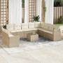 Set de sofás de jardín 11pzas con cojines ratán sintético beige en Conjuntos de jardín | Comprar online en Foru.es