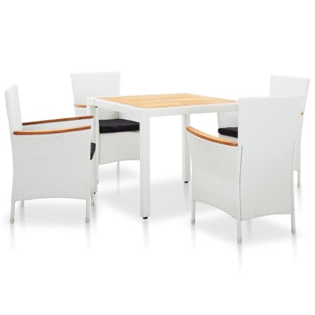 Juego de comedor de jardín 5 piezas ratán sintético blanco de vidaXL, Conjuntos de jardín - Ref: Foro24-45982, Precio: 376,15...