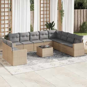 Set de sofás de jardín 11pzas con cojines ratán sintético beige en Conjuntos de jardín | Comprar online en Foru.es