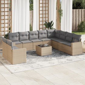 Set de sofás de jardín 11pzas con cojines ratán sintético beige en Conjuntos de jardín | Comprar online en Foru.es