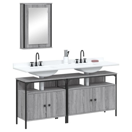 Set de muebles de baño 3 pzas madera contrachapada gris sonoma de , Muebles de baño - Ref: Foro24-3214788, Precio: 161,46 €, ...