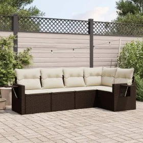 Set comedor de jardín 5 piezas y cojines ratán sintético marrón de , Conjuntos de jardín - Ref: Foro24-3220132, Precio: 358,4...