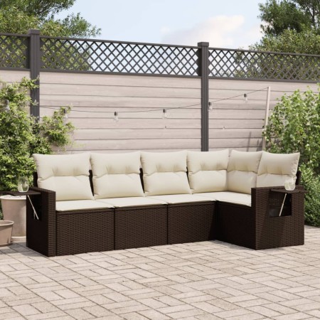 Set comedor de jardín 5 piezas y cojines ratán sintético marrón de , Conjuntos de jardín - Ref: Foro24-3220132, Precio: 340,4...