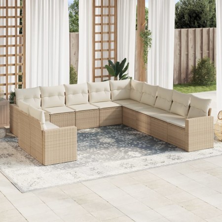 Set de sofás de jardín 11pzas con cojines ratán sintético beige en Conjuntos de jardín | Comprar online en Foru.es