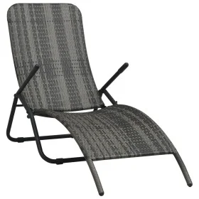 Tumbona plegable de ratán sintético gris de vidaXL, Tumbonas - Ref: Foro24-48128, Precio: 74,55 €, Descuento: %