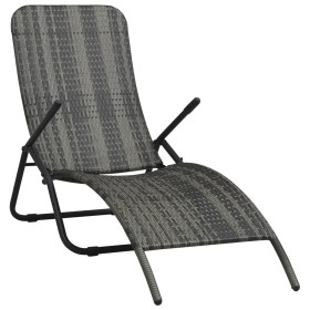 Tumbona plegable de ratán sintético gris de vidaXL, Tumbonas - Ref: Foro24-48128, Precio: 73,34 €, Descuento: %
