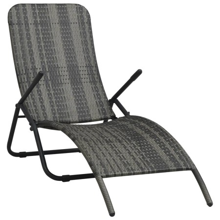Tumbona plegable de ratán sintético gris de vidaXL, Tumbonas - Ref: Foro24-48128, Precio: 73,34 €, Descuento: %