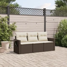 Set sofás de jardín 3 piezas y cojines ratán sintético marrón de , Conjuntos de jardín - Ref: Foro24-3219862, Precio: 218,02 ...