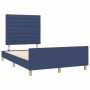 Estructura de cama con cabecero tela azul 120x190 cm de , Camas y somieres - Ref: Foro24-3270526, Precio: 178,61 €, Descuento: %