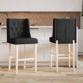 Taburetes altos 2 uds madera maciza de caucho y tela de , Taburetes de cocina - Ref: Foro24-4006226, Precio: 131,30 €, Descue...