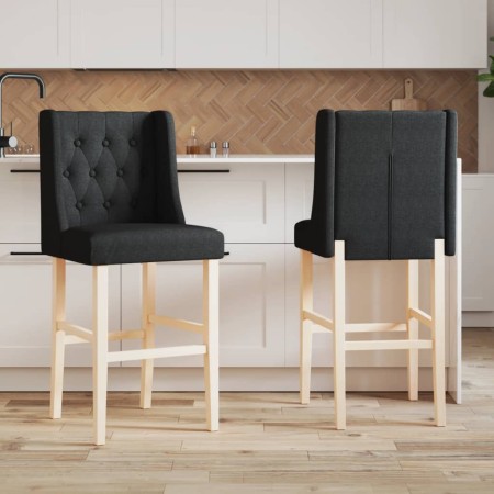 Taburetes altos 2 uds madera maciza de caucho y tela de , Taburetes de cocina - Ref: Foro24-4006226, Precio: 131,30 €, Descue...